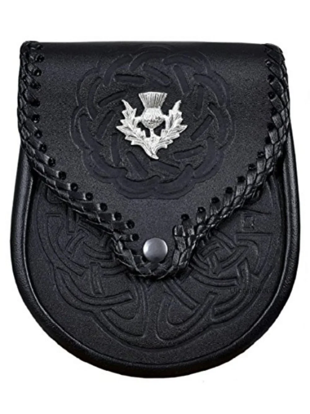 Kilt Sporran with Adjustable Belt and Chain, 100% Genuine Leather